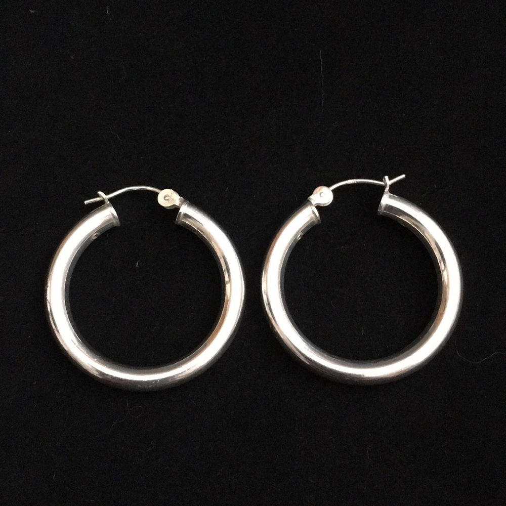 Sterling Silver Thick Hoop Earrings